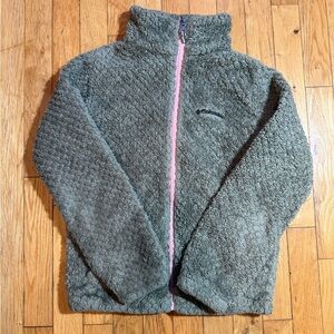 Columbia Olive Fleece Jacket with Pink Trim #712